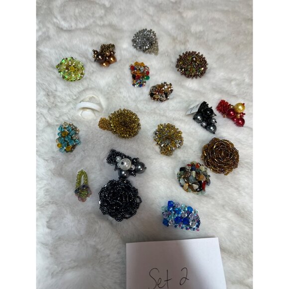 Jewelry ring lot- multicolored beaded ring lot - Picture 1 of 3